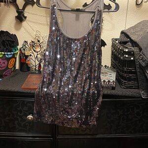 Sequin Tank Top - Silver
